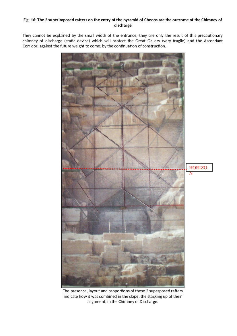 The 2 superimposed rafters on the entry of the pyramid